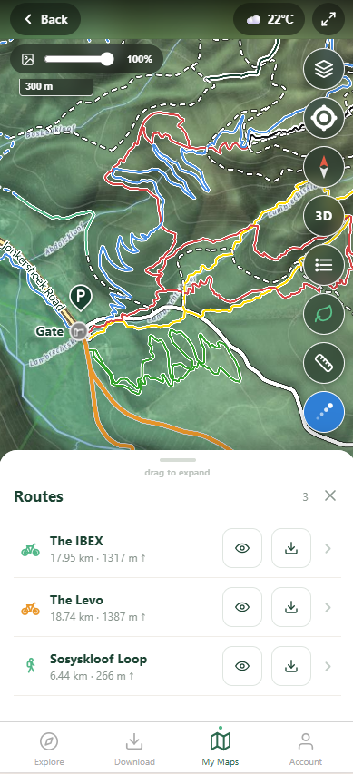 Trailblaze app — live trail map