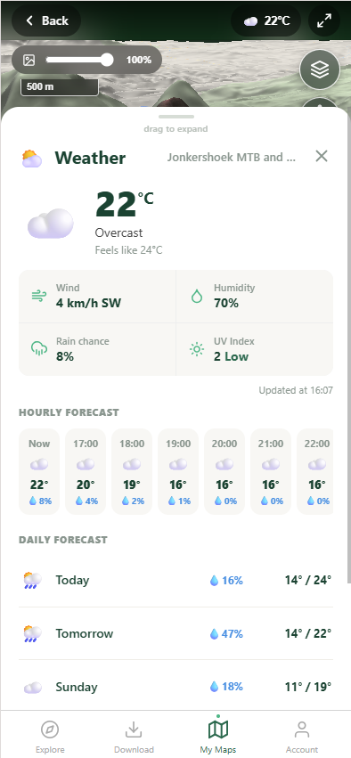 Trailblaze app — weather forecast